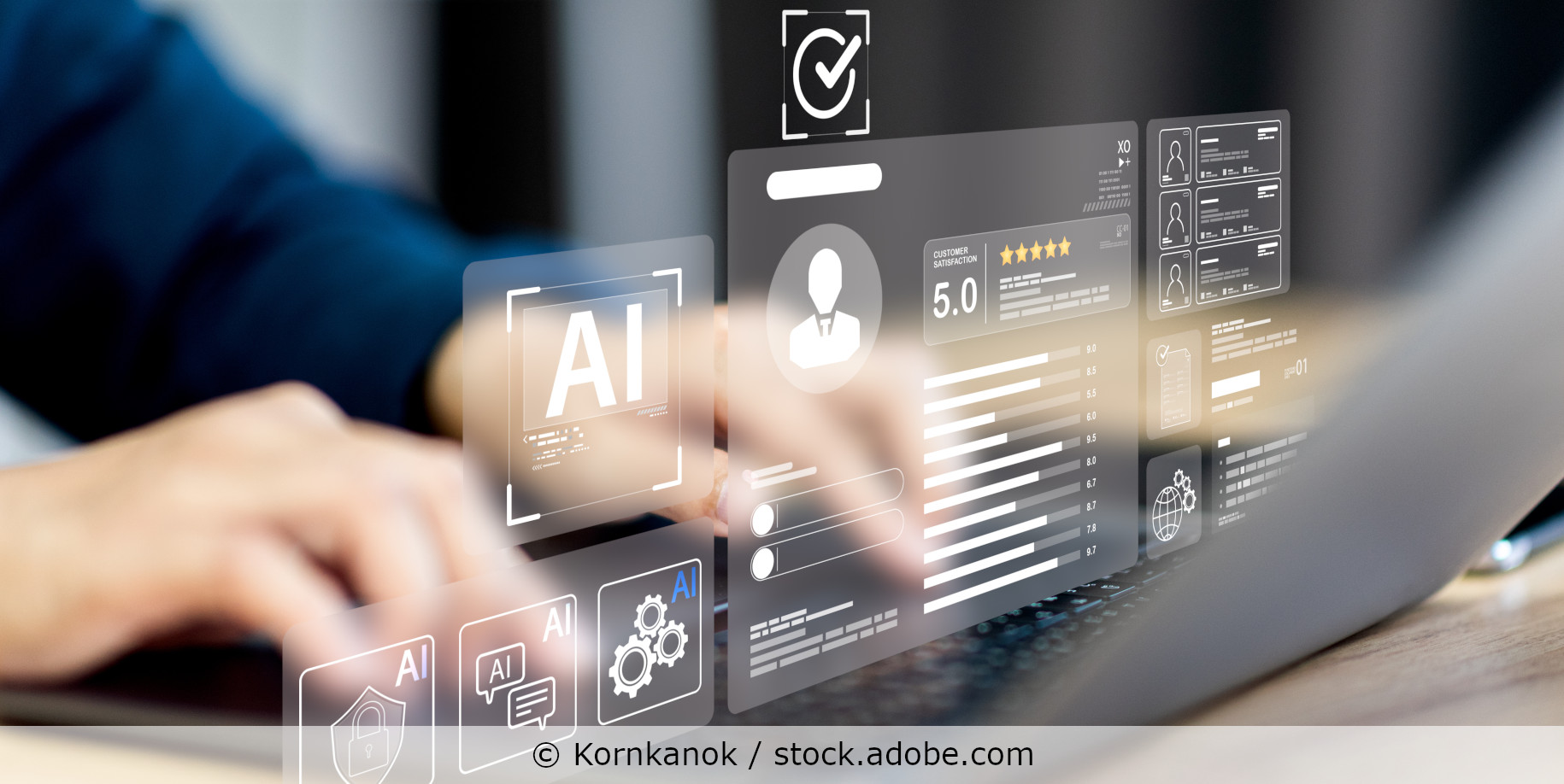 Person using AI tool to screen CVs automatically. 