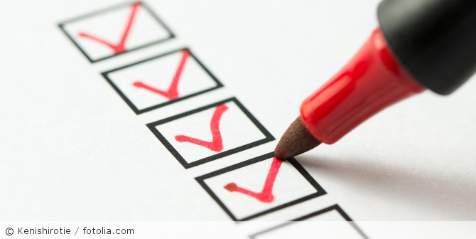 A checklist with check marks.