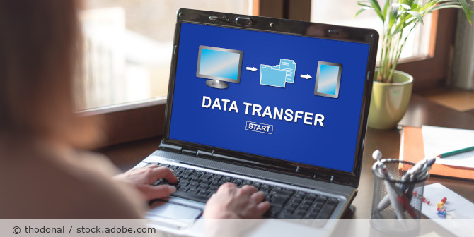 Data transfer on a laptop.