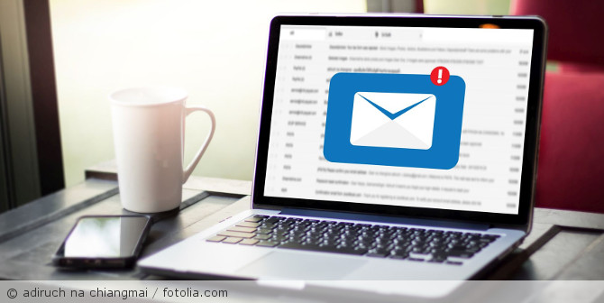 A laptop with an email.
