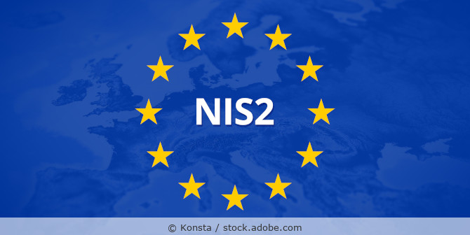 The word NIS2 surrounded by a circle of yellow stars with a blue map of the EU in the background.