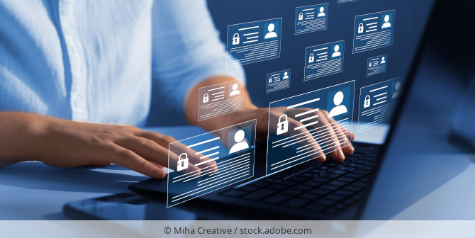 Employee data being accessed on a laptop.