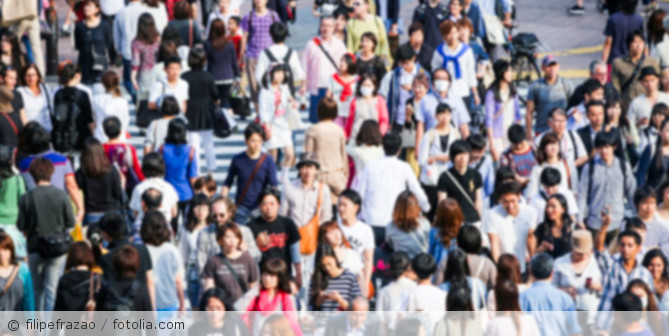 A crowd on the street.
